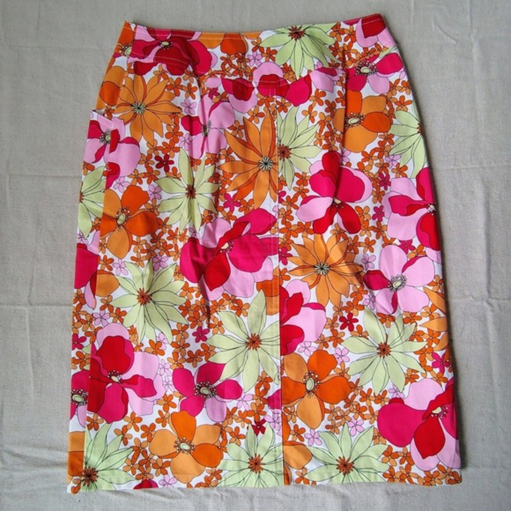 Talbots‎ Women's Size 4 Floral Print Knee Length Skirt Tencel cottagecore summer - Picture 7 of 8
